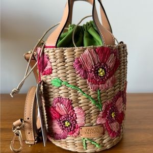 NWT Frances Valentine Spring Poppy Flower Bucket Bag Small